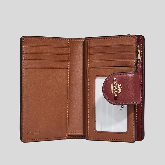 Coach Medium Corner Zip Wallet In Signature Canvas With Wildflower - Picture 2 of 2